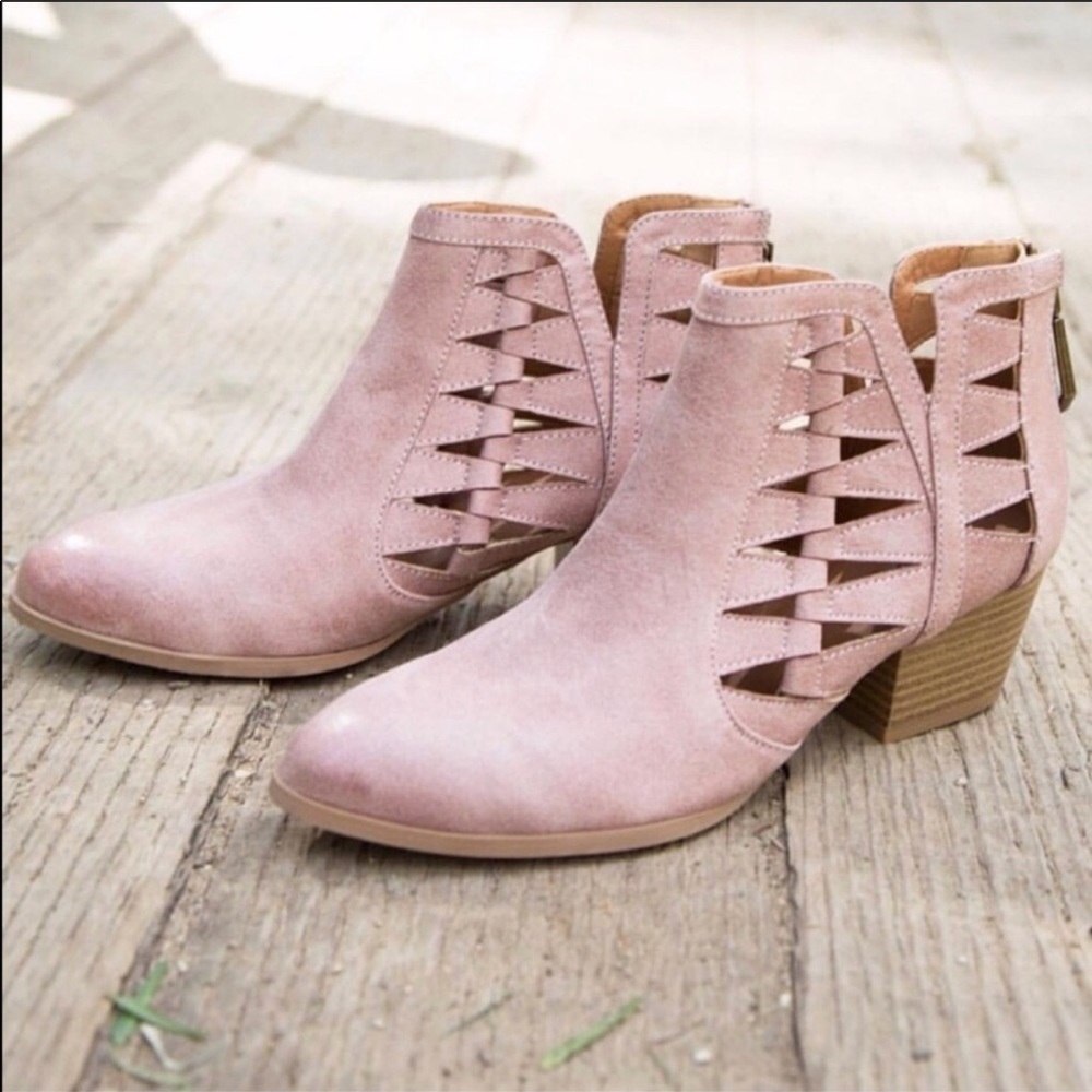 Blush pink cutout booties